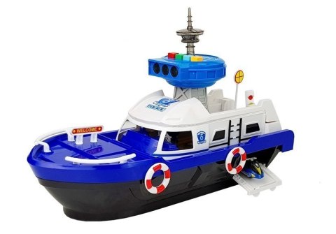 LEAN Toys Łódź Transportowa Policyjna z Autkami, z dźwiękiem i światłami