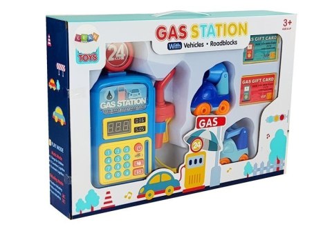LEAN Toys Stacja Benzynowa z Autkami, Światłami, Dźwiękiem