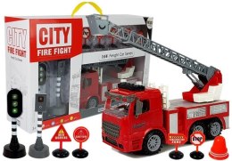 LEAN Toys Straż Pożarna Znaki Drogowe Sygnalizacja Świetlna Napęd Frykcyjny Dźwięk Efekty Świetlne