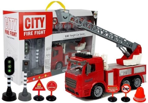 LEAN Toys Straż Pożarna Znaki Drogowe Sygnalizacja Świetlna Napęd Frykcyjny Dźwięk Efekty Świetlne