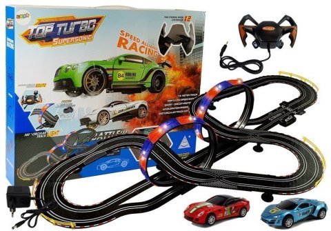 LEAN Toys Tor Wyścigowy 1:43 2 Autka Top Turbo Światła 7,6 m długości