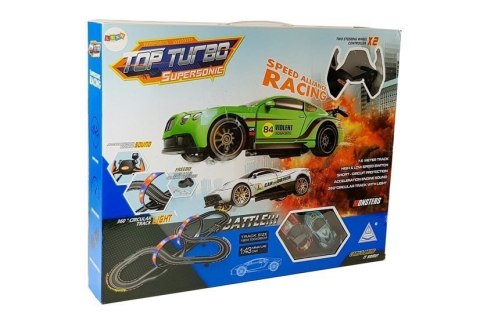 LEAN Toys Tor Wyścigowy 1:43 2 Autka Top Turbo Światła 7,6 m długości LEAN Toys Tor Wyścigowy 1:43 2 Autka Top Turbo Światła 7,6 m długości