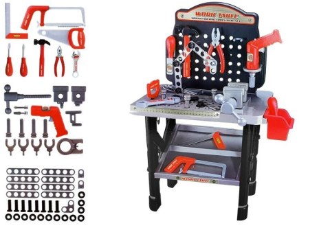 LEAN Toys Wysoki Warsztat Zestaw Narzędzi Wiertarka na Baterie 75 cm LEAN Toys Wysoki Warsztat Zestaw Narzędzi Wiertarka na Baterie 75 cm