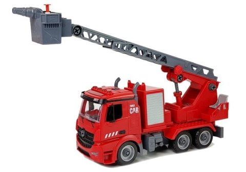 LEAN Toys Zestaw DIY Wóz Strażacki 2w1 Wymienne Podnośniki Śrubokręt Dźwięk Efekty Świetlne Kask