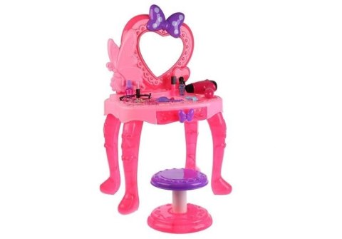 LEAN Toys Zestaw Piękności Toaletka dla dziewczynki z Lusterkiem Dźwiękami Światłem Stołeczek