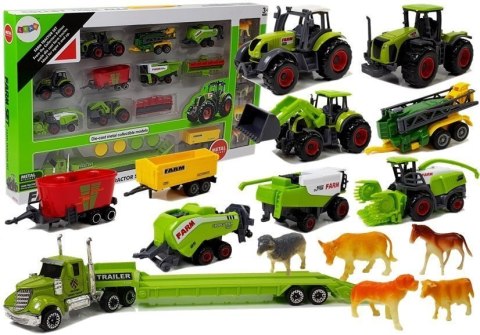 LEAN Toys Zestaw Pojazdów Rolniczych Traktory Przyczepy z Figurkami Zwierząt