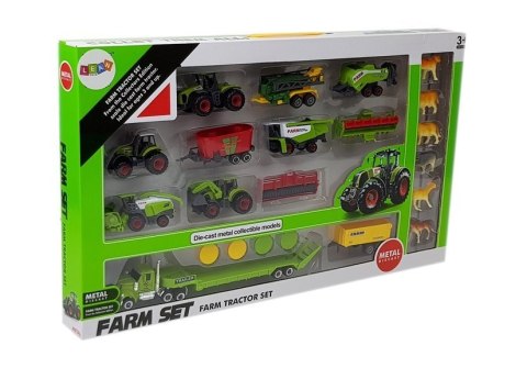 LEAN Toys Zestaw Pojazdów Rolniczych Traktory Przyczepy z Figurkami Zwierząt