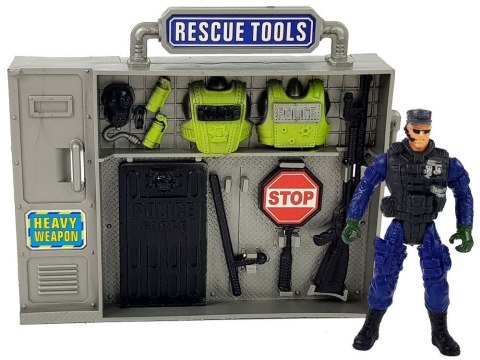 LEAN Toys Zestaw Policyjny Helikopter Auto Policja Łódź Dźwięk Broń