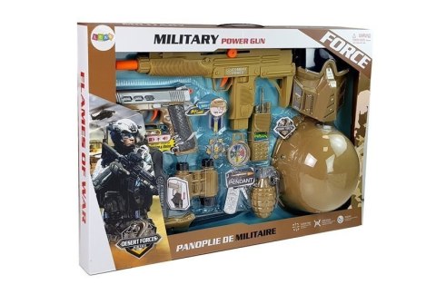 LEAN Toys Zestaw Wojskowy Pistolety Broń z Maską Hełmem Granat Dźwięk