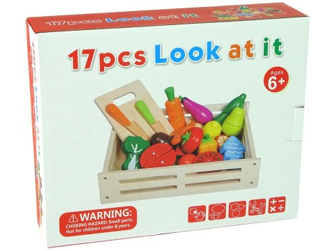 LEAN Toys Owoce Warzywa Drewniane w Skrzyni Na Magnes Kuchnia