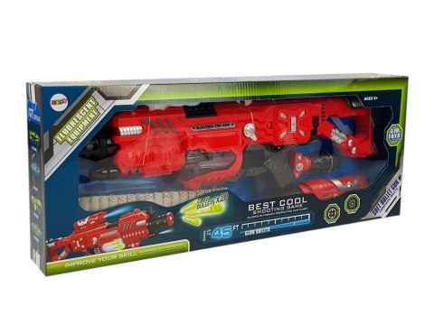 LEAN Toys Pistolet Luminescencyjny Świeci w Ciemności Piankowe Naboje Dźwięk Zasięg 45 m