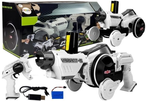 LEAN Toys Pistolet Wyrzutnia Autko 2 w 1 Zdalnie Sterowany Piankowe Krążki Biały 2,4 G