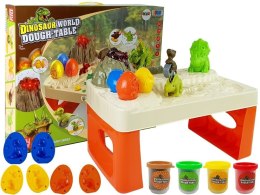 LEAN Toys Stolik Ciastolina Dinozaury Jajka Foremka Wulkan ze Świecącą Lawą 4 Kolory