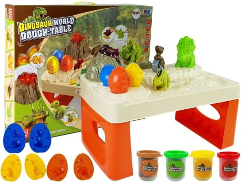 LEAN Toys Stolik Ciastolina Dinozaury Jajka Foremka Wulkan ze Świecącą Lawą 4 Kolory LEAN Toys Stolik Ciastolina Dinozaury Jajka Foremka Wulkan ze Świecącą Lawą 4 Kolory