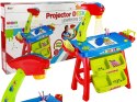 LEAN Toys Stolik Edukacyjny Szufladki z Projektorem 36 Obrazków Kredki Szablony Niebiesko Czerwony