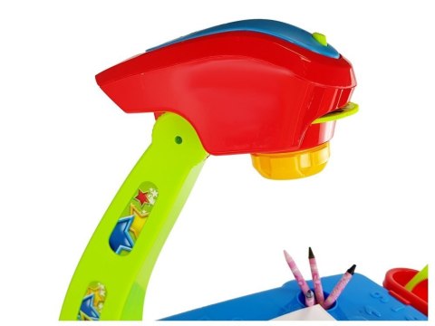 LEAN Toys Stolik Edukacyjny Szufladki z Projektorem 36 Obrazków Kredki Szablony Niebiesko Czerwony