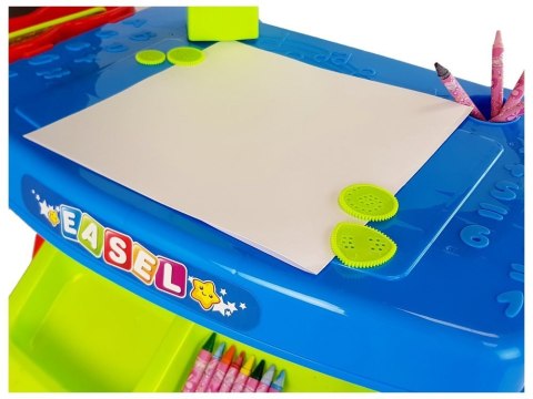 LEAN Toys Stolik Edukacyjny Szufladki z Projektorem 36 Obrazków Kredki Szablony Niebiesko Czerwony