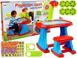 LEAN Toys Stolik Edukacyjny z Projektorem Krzesełko Kredki Magnesy Literki i Cyfry