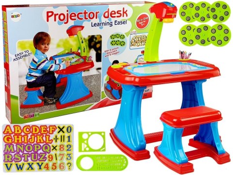 LEAN Toys Stolik Edukacyjny z Projektorem Krzesełko Kredki Magnesy Literki i Cyfry