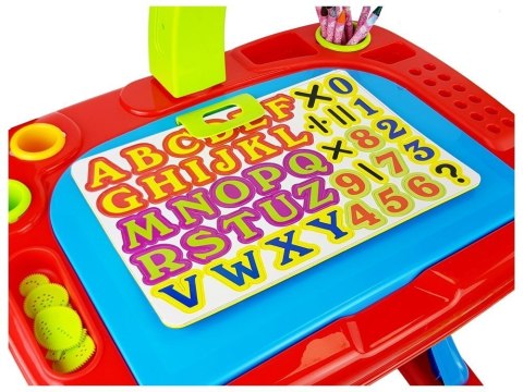 LEAN Toys Stolik Edukacyjny z Projektorem Krzesełko Kredki Magnesy Literki i Cyfry