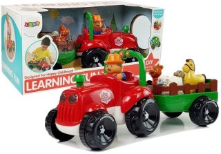 LEAN Toys Traktor z Przyczepką, Zwierzętami Dla Niemowląt na Baterie Światła Dźwięk