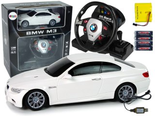 Auto Zdalnie Sterowane BMW M3 Białe Pilot Kierownica 1:18 Dźwięk Światła