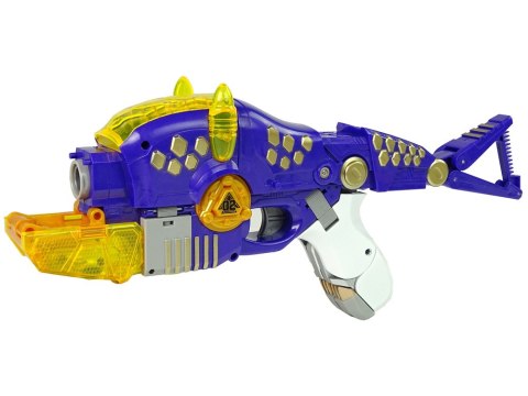 LEAN Toys Dinobots 2w1 Dinozaur Pistolet na Strzałki Fioletowy Triceratops Tarcza