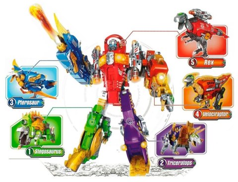 LEAN Toys Dinobots 2w1 Dinozaur Pistolet na Strzałki Fioletowy Triceratops Tarcza