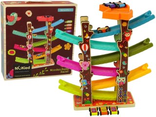 LEAN Toys Kolorowy Tor Dla Autek Zjeżdżalnia Drzewko 6 Poziomów