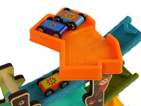 LEAN Toys Kolorowy Tor Dla Autek Zjeżdżalnia Drzewko 6 Poziomów