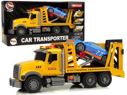LEAN Toys Samochód Transportowy Laweta Pomoc Rampa Żółty Dźwięki Światła
