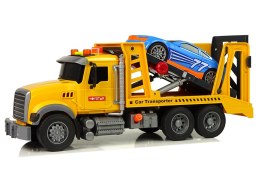 LEAN Toys Samochód Transportowy Laweta Pomoc Rampa Żółty Dźwięki Światła