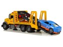 LEAN Toys Samochód Transportowy Laweta Pomoc Rampa Żółty Dźwięki Światła