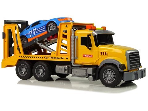 LEAN Toys Samochód Transportowy Laweta Pomoc Rampa Żółty Dźwięki Światła