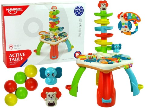 LEAN Toys Stolik Edukacyjny Zjeżdżalnia Dla Piłeczek Pianinko Kosz Koła Zębate LEAN Toys Stolik Edukacyjny Zjeżdżalnia Dla Piłeczek Pianinko Kosz Koła Zębate