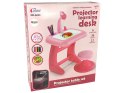 LEAN Toys Stolik Tablica Do Rysowania Krzesełko Projektor Różowy Pisaki Obrazki