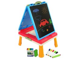 LEAN Toys Tablica 3w1 Magnetyczno -Kredowa, Stolik Do Gier Niebieska