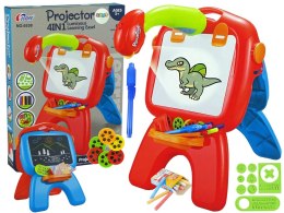 LEAN Toys Tablica Dwustronna Kredowa Pisaki Stojąca Projektor Obrazki Czerwona