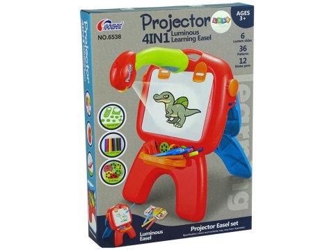 LEAN Toys Tablica Dwustronna Kredowa Pisaki Stojąca Projektor Obrazki Czerwona