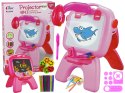 LEAN Toys Tablica Dwustronna Kredowa Pisaki Stojąca Projektor Obrazki Różowa