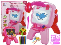 LEAN Toys Tablica Dwustronna Kredowa Pisaki Stojąca Projektor Obrazki Różowa