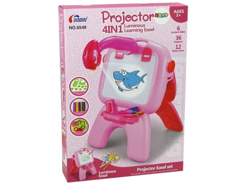 LEAN Toys Tablica Dwustronna Kredowa Pisaki Stojąca Projektor Obrazki Różowa LEAN Toys Tablica Dwustronna Kredowa Pisaki Stojąca Projektor Obrazki Różowa