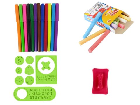 LEAN Toys Tablica Dwustronna Magnetyczna Kredowa Niebiesko Czerwona Szablony LEAN Toys Tablica Dwustronna Magnetyczna Kredowa Niebiesko Czerwona Szablony