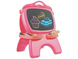 LEAN Toys Tablica Dwustronna Magnetyczna Kredowa Różowa Szablony