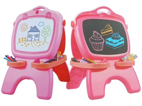 LEAN Toys Tablica Dwustronna Magnetyczna Kredowa Różowa Szablony LEAN Toys Tablica Dwustronna Magnetyczna Kredowa Różowa Szablony