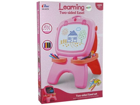 LEAN Toys Tablica Dwustronna Magnetyczna Kredowa Różowa Szablony LEAN Toys Tablica Dwustronna Magnetyczna Kredowa Różowa Szablony