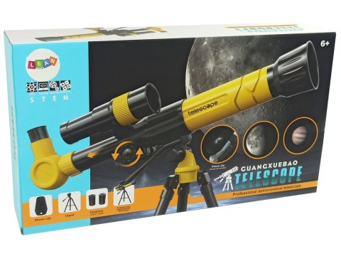 LEAN Toys Teleskop Naukowy Edukacyjny Z Uchwytem Na Telefon Żółty LEAN Toys Teleskop Naukowy Edukacyjny Z Uchwytem Na Telefon Żółty
