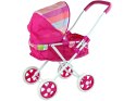 LEAN Toys Wózek Spacerówka Dla Lalek Różowy z Kolorowym Daszkiem 66 cm