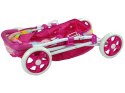 LEAN Toys Wózek Spacerówka Dla Lalek Różowy z Kolorowym Daszkiem 66 cm