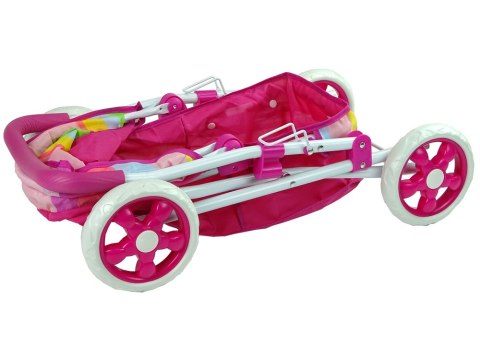 LEAN Toys Wózek Spacerówka Dla Lalek Różowy z Kolorowym Daszkiem 66 cm LEAN Toys Wózek Spacerówka Dla Lalek Różowy z Kolorowym Daszkiem 66 cm